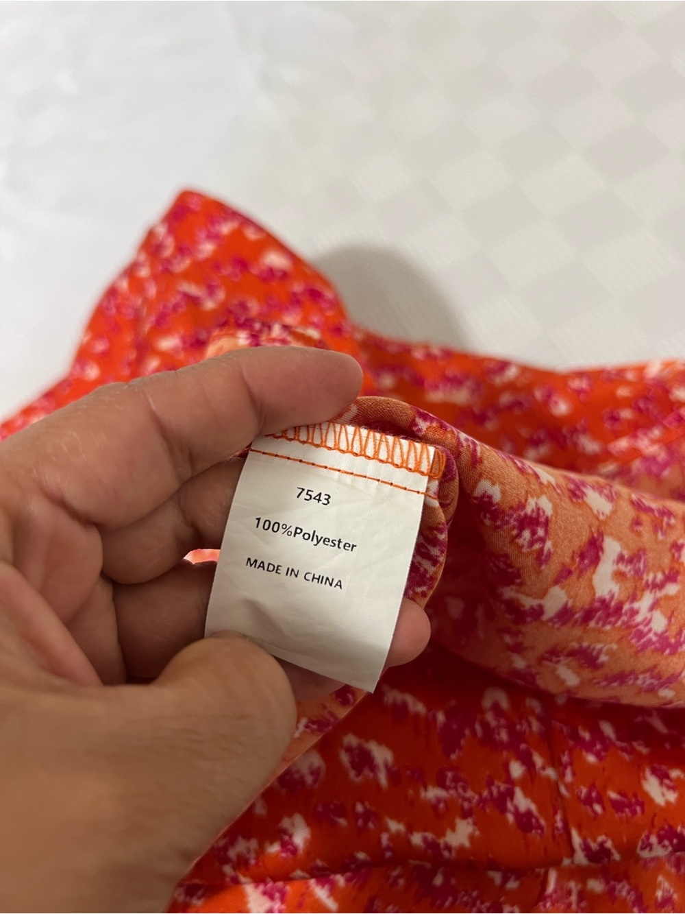 Split V-Neck Short Sleeve Blouse in Orange Speckle - Picture 4 of 5